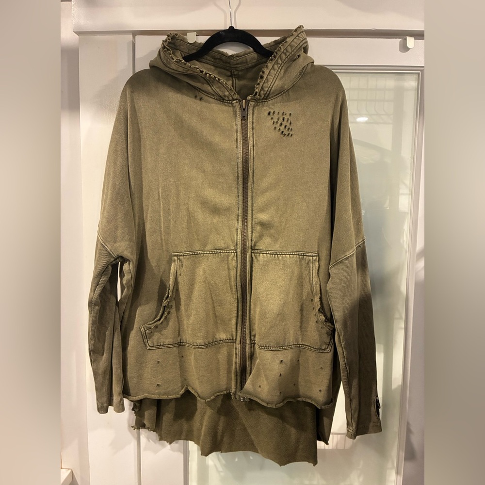 Olive Green Distressed Hoodie